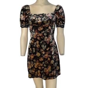 Sugar‎ Thrillz Floral Velvet Mini Dress Babydoll Whimsigoth Fariy Grunge Dolly S